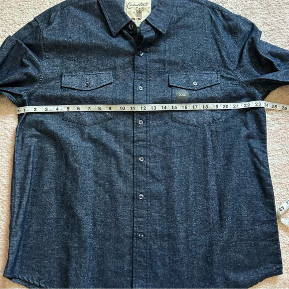 NWT Coastal Marled Navy Cotton Flannel Button Down Shirt Size XXL - Picture 7 of 10